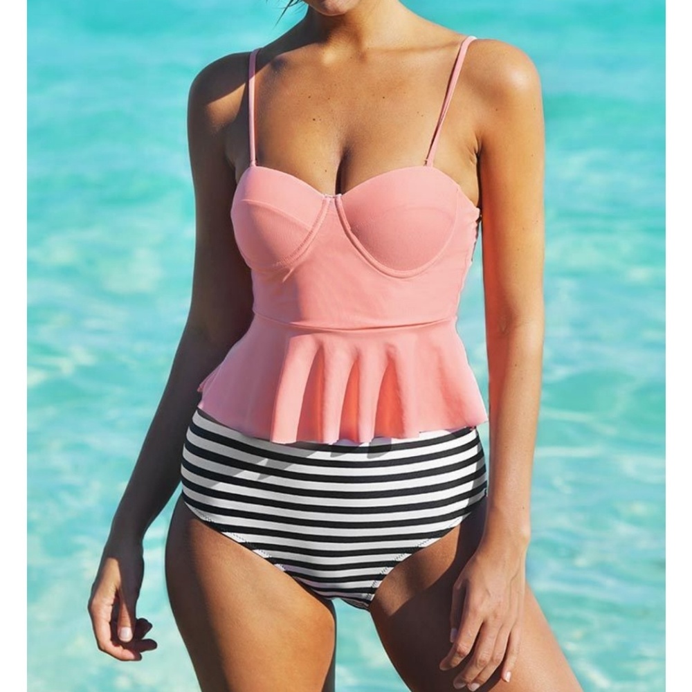Cupshe Peach Flounce Tankini